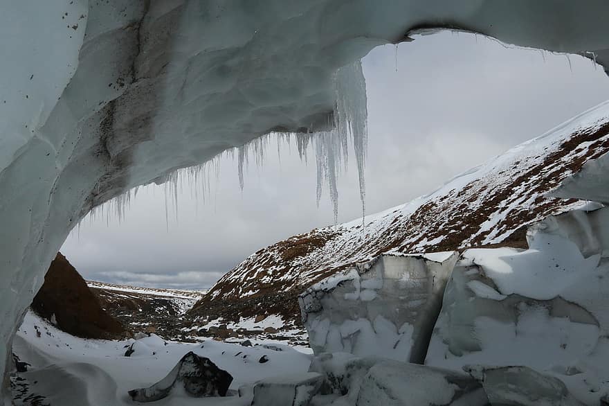 jégbarlang, téli, évszak, természet