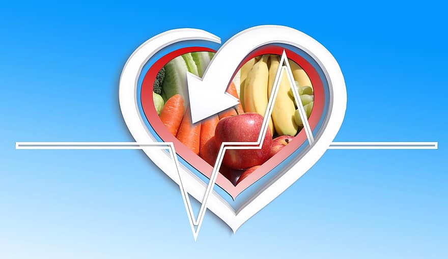 Fruta, vegetales, salud, comer, corazón, manzana, Zanahoria, sano, nutrición, alimentar, vitaminas