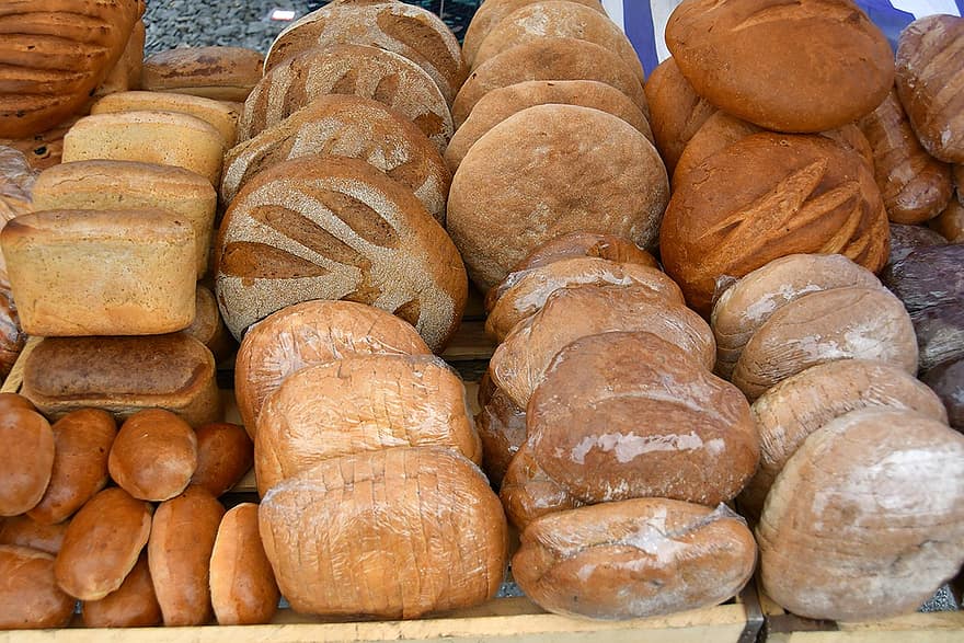 chléb, pekařství, těsto, jídlo, detail, svěžest, pozadí, kultur, průmysl, zásobník, halda