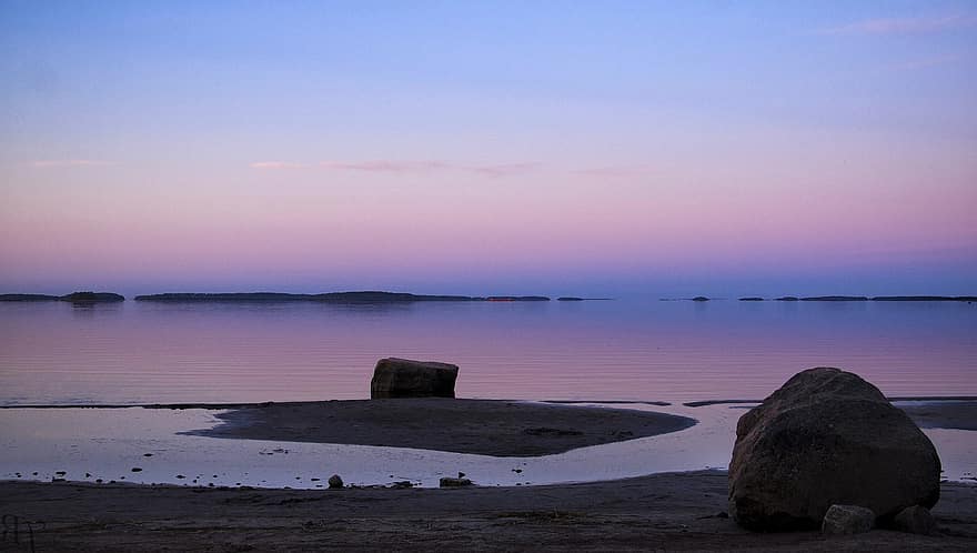 핀란드, 하미나, 긴 모래, 바다