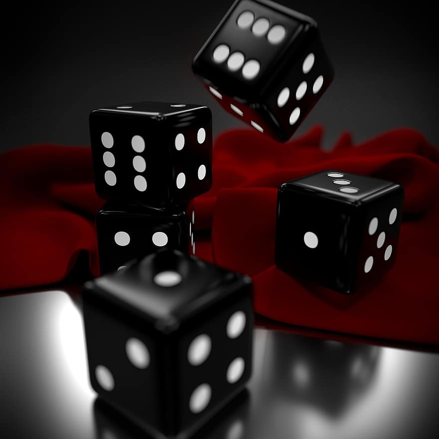 kostky, hazardních her, štěstí, hra, náhodný, čísla, krychle, riziko, Červené, her, bodů