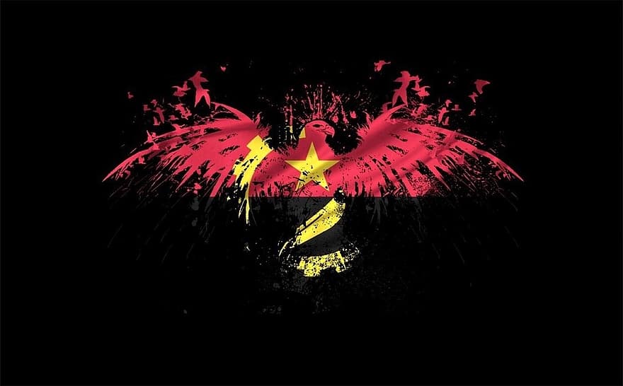 sas, Angola, zászló, pajzs, logo
