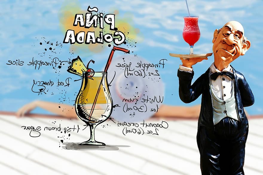 Pina Colada, Cocktail, Drink, Operation, Upper, Waiter, Pool, Lady, Alcohol, Recipe, Party