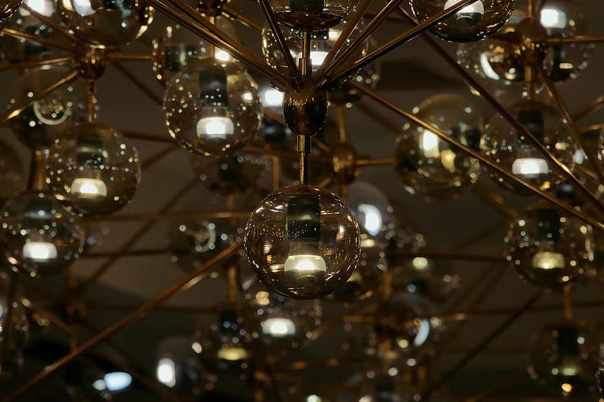 Lighting, Electric Light, Light, Glass Lampshade, Reflective, Reflection, Metal Lamps, glass, backgrounds, chandelier, shiny