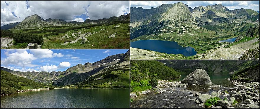 collage, tatry, fjellene, den høye tatraen, landskap, natur, turisme