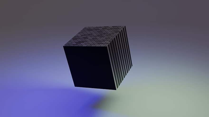 cubo, cubo di metallo, Cubo di mattoni, bloccare, Blocco di metallo, astratto, sfondi, forma, illustrazione, futuristico, forma geometrica