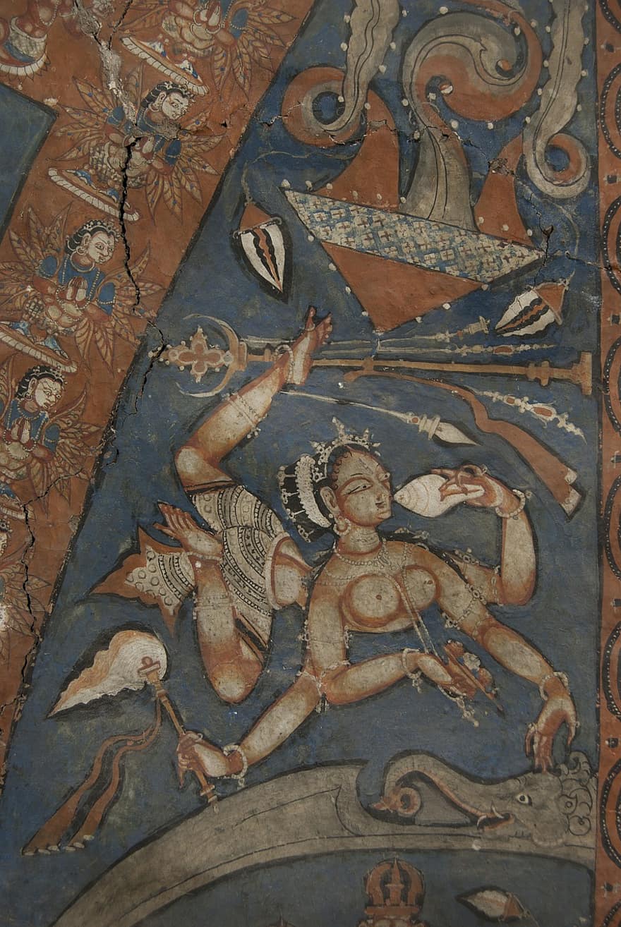 apsara, budisme, art budista, pintura, segle XIII, Pintura índia