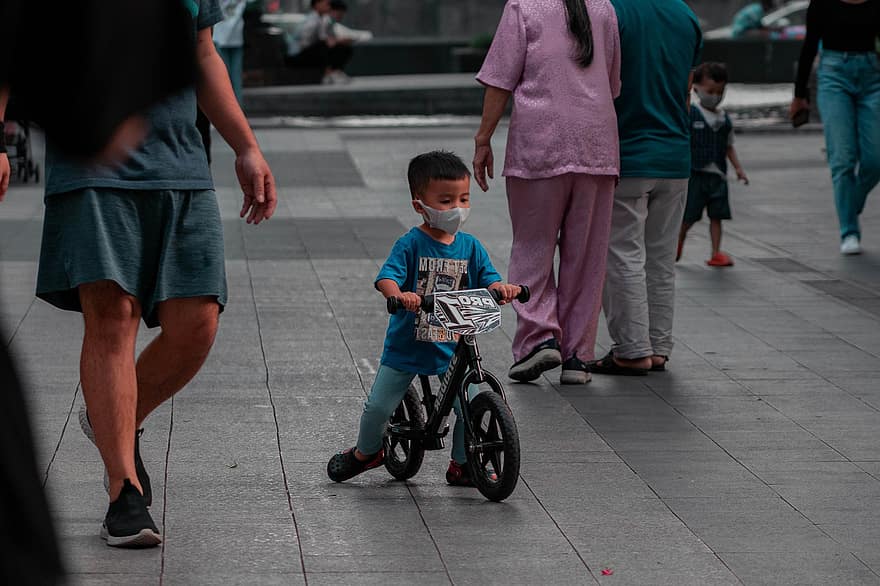 Child, Boy, Bike, Street, People, Pedestrians, City, Urban, Cute, Kid, Young