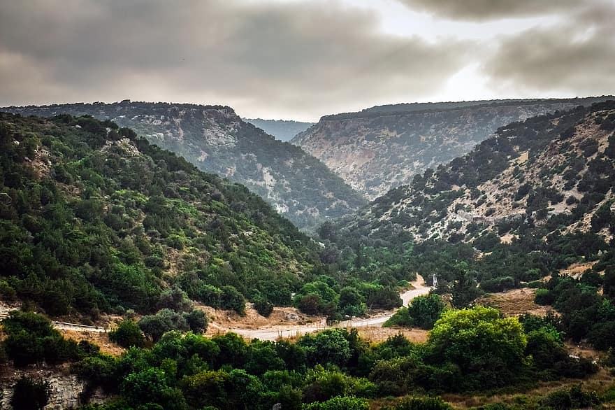キプロス、アカマス、アバカス渓谷、峡谷、自然、野生、風景、山岳、かすんでいる