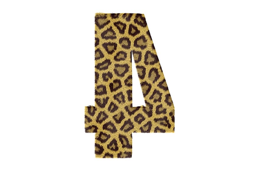 quatro, número, padronizar, textura, leopardo, texto