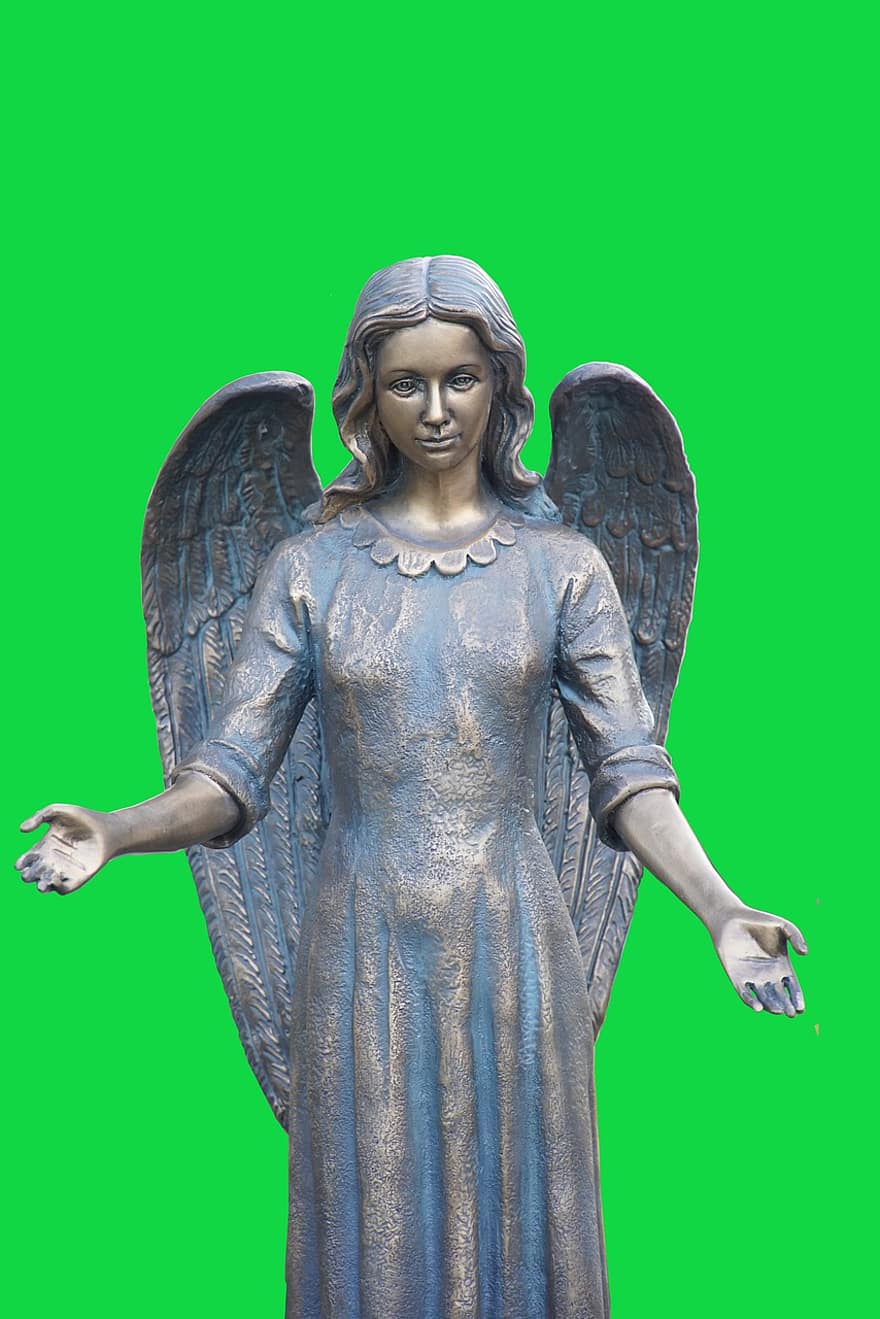 천사, 조각, 동상, 종교, 날개, 여자