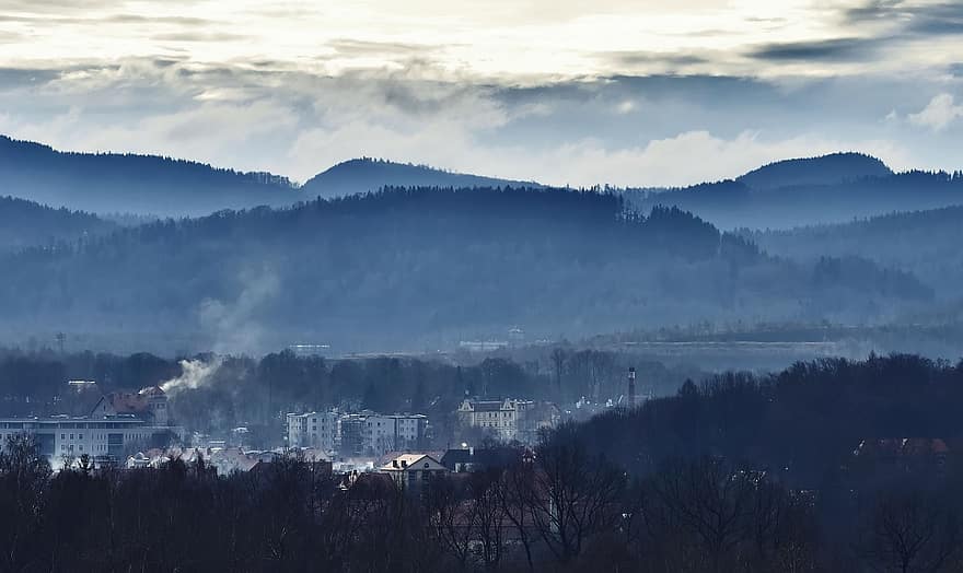 City, Wałbrzych, Poland, Winter, Fumes