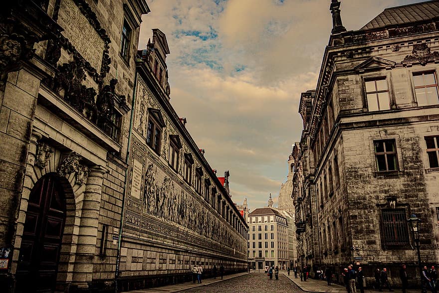 Дрезден, град, пътуване, архитектура, Fürstenzug, исторически, известното място, външна сграда, изградена конструкция, градски пейзаж, история