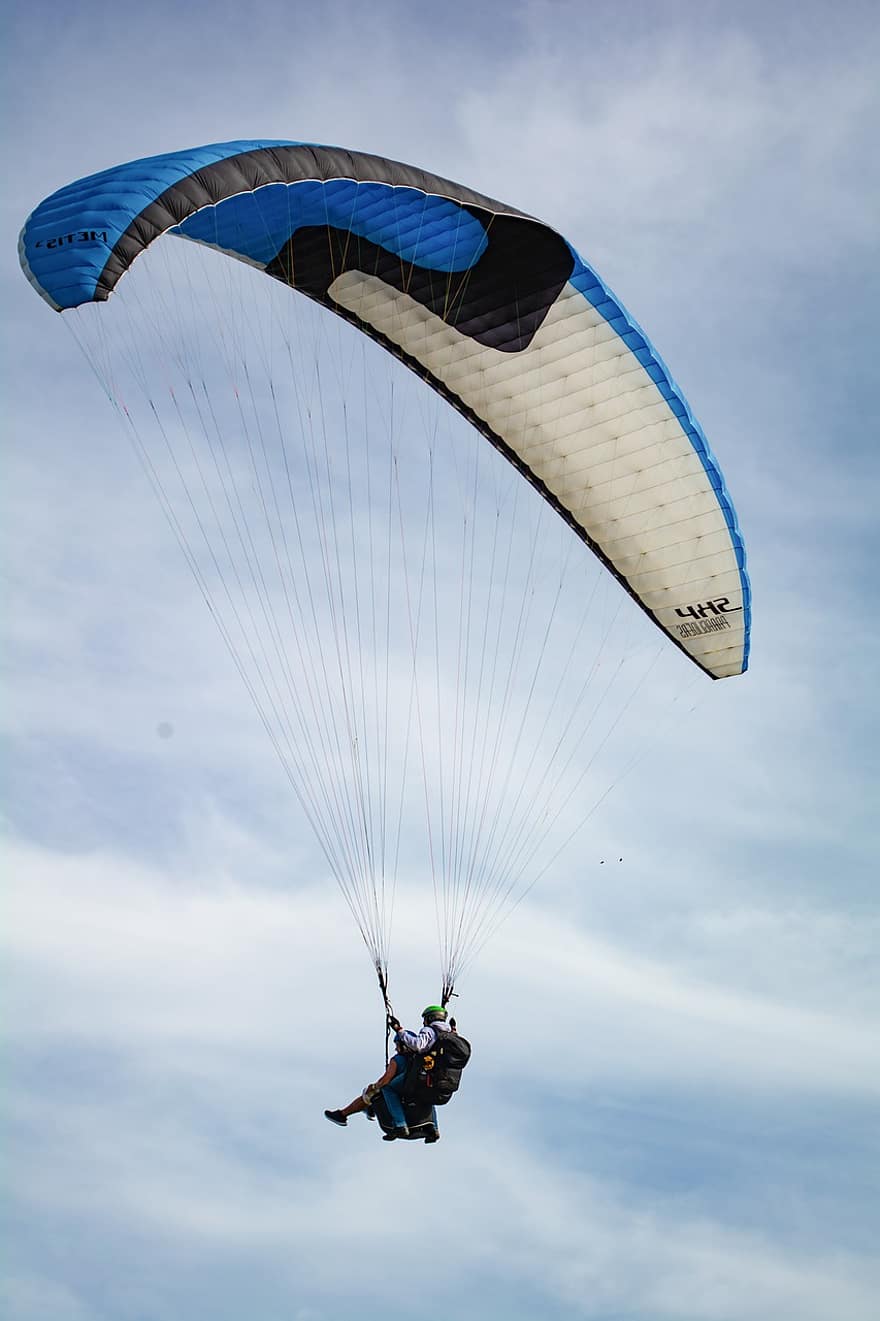 sport, parachute, parapente, aventure, ciel, parachutisme, des nuages, dom, activité