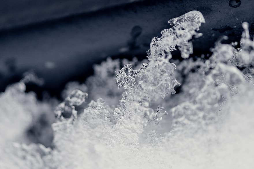 氷、結晶、冬、フローズン、ぶら下がっている、形状、パターン、きらきら、閉じる、抽象、液体