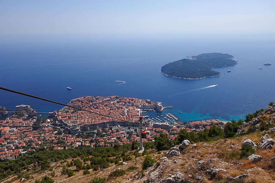 linnoitus, rakennukset, meri, valtameri, rannikko, ranta, Dubrovnik, Kroatia, kaupunki, arkkitehtuuri, Eurooppa