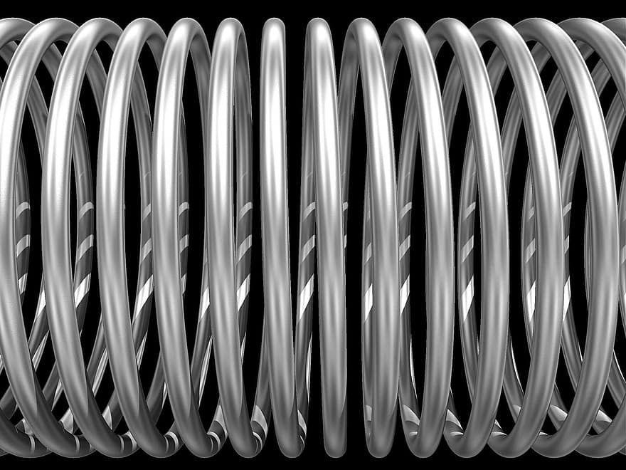 primavera, bobina, molla de bobina, espiral, metall, acer, cable, absorbent, suspensió, rebotar