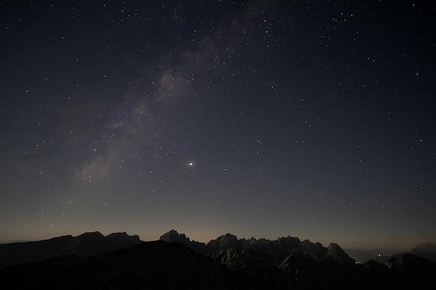 estrellas, montañas, Vía láctea, noche, papel pintado, galaxia, astrografia, cielo nocturno