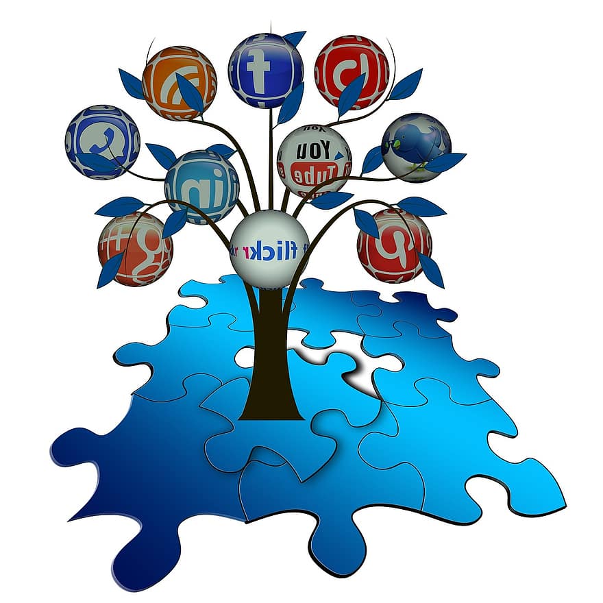 головоломка, доля, дерево, состав, сети, интернет, Социальное, социальная сеть, логотип, facebook, Google