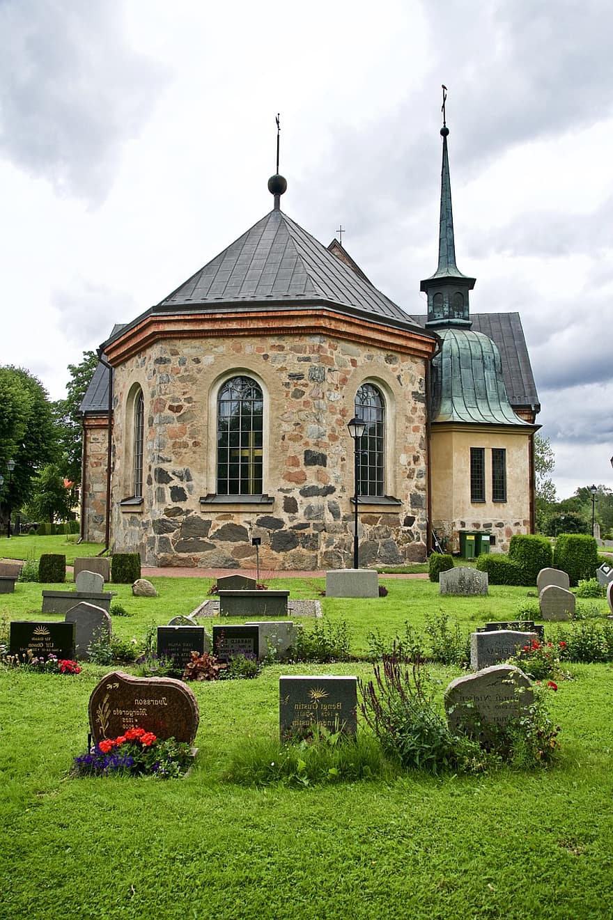 kościół, cmentarz, groby, nagrobki