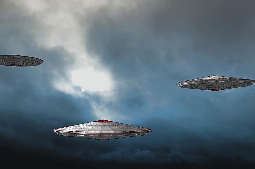 UFO、宇宙船、SF、ユーフォー、外国の情報、到着、浮く、エイリアン、未来的な、カバー、観察者