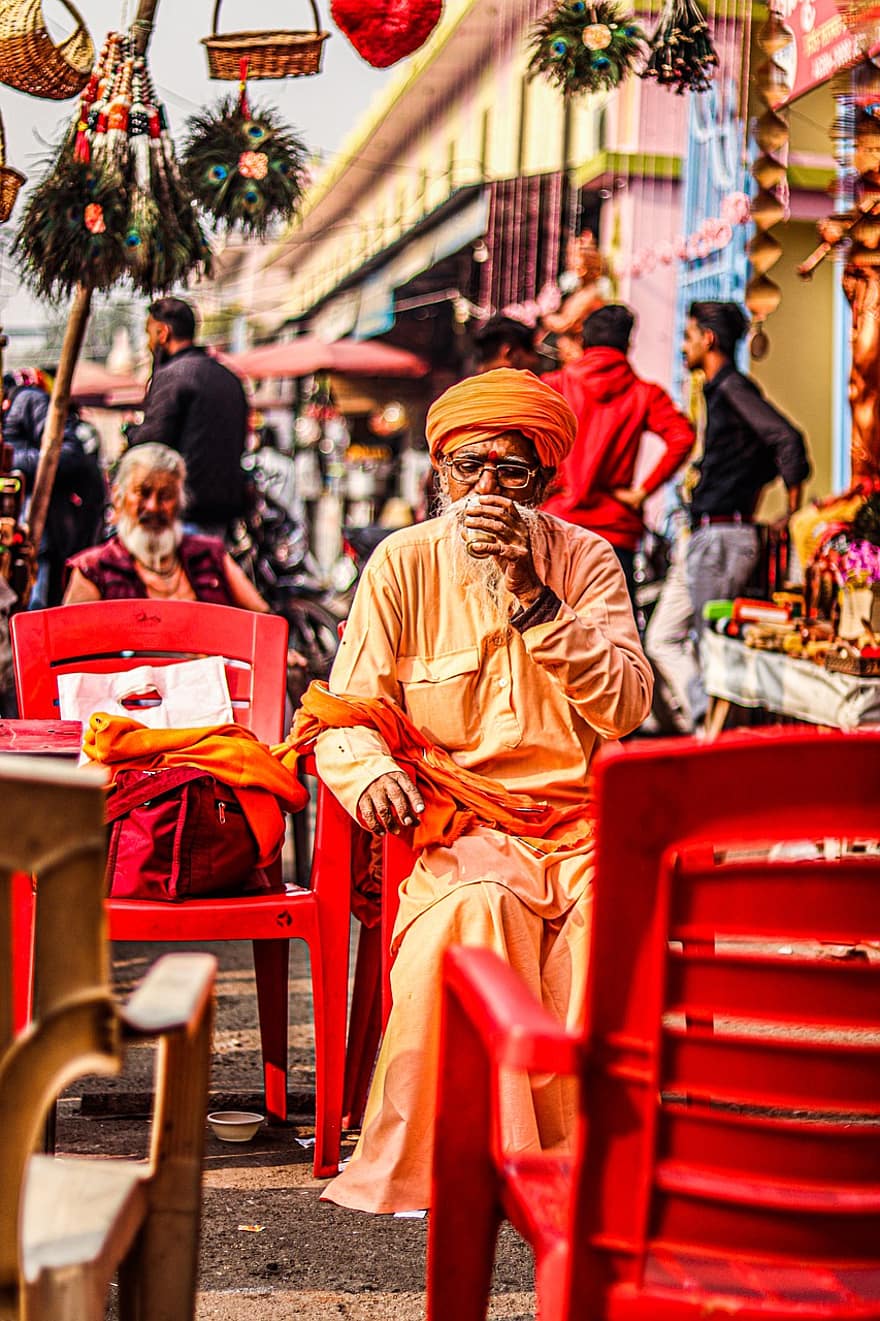 Индия, чай, пожилой человек, старый, культура, история, люди, культуры, сидящий, для взрослых, женщины