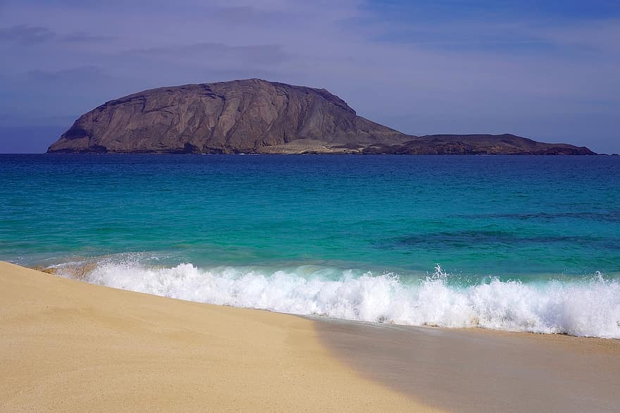 strand, reizen, paradijs, Lanzarote, zand, surfen, zee