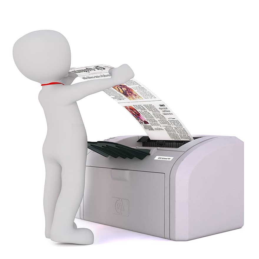 fax, mâle blanc, modèle 3D, isolé, 3d, modèle, tout le corps, blanc, Homme 3d, imprimante, hp