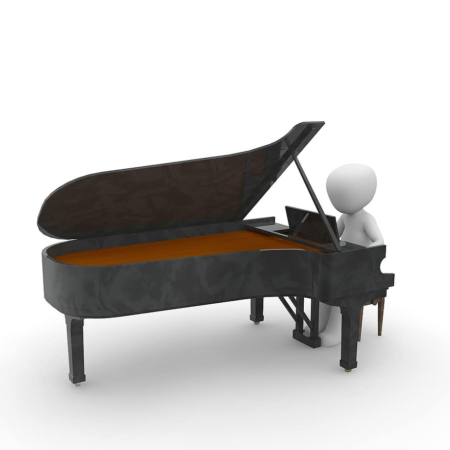 klavír, křídlo, hudba, zvuk, klávesnice, tonkunst, klíč, komponovat, nástroj, hrát na piáno, bílý