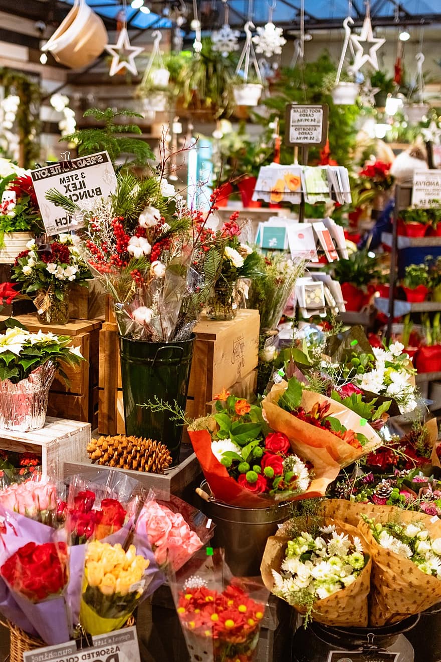bunga-bunga, pasar, toko, berkembang
