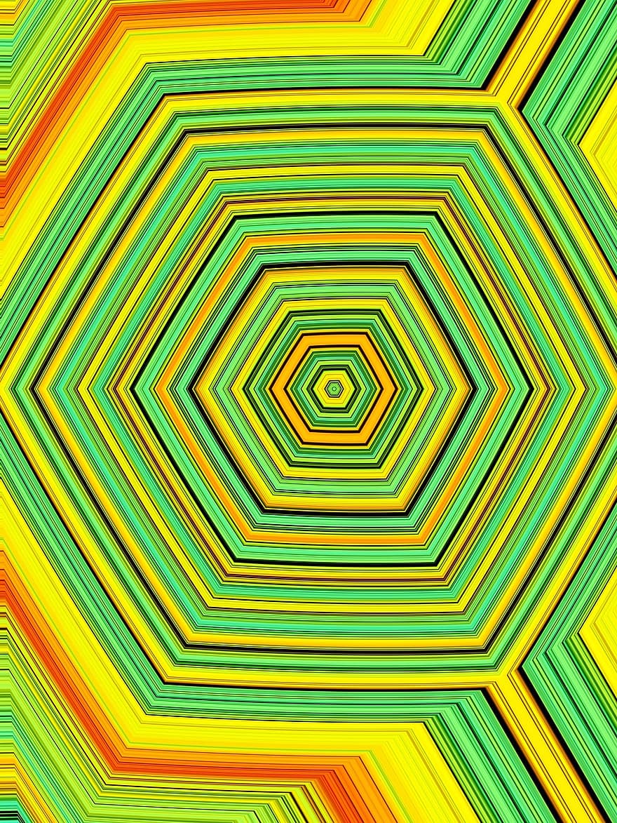 Concentric, Hexagon, Abstract, Pattern, Geometric, Background, Scrapbooking, Wallpaper, Colorful, Decorative, Decoration