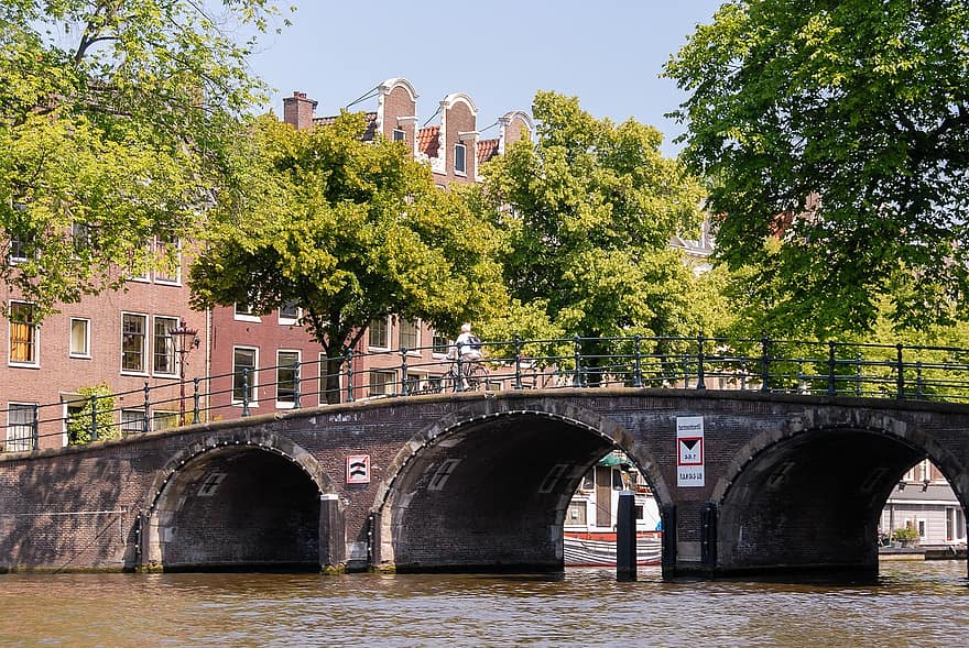 Amsterdam, Alankomaat, kanava, silta, matkustaa, arkkitehtuuri, kuuluisa paikka, vesi, kaupunkikuvan, historia, matkailu