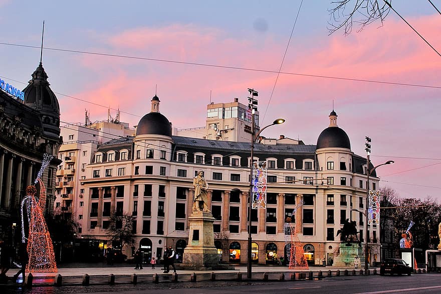 ulica, Droga, architektura, miasto, Bukareszt