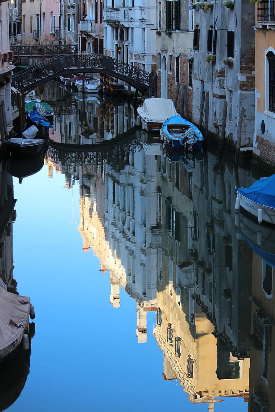 kanal, vattenväg, kanalisera, vatten, vattenreflektion, landskap, destination, grand canal, Venedig