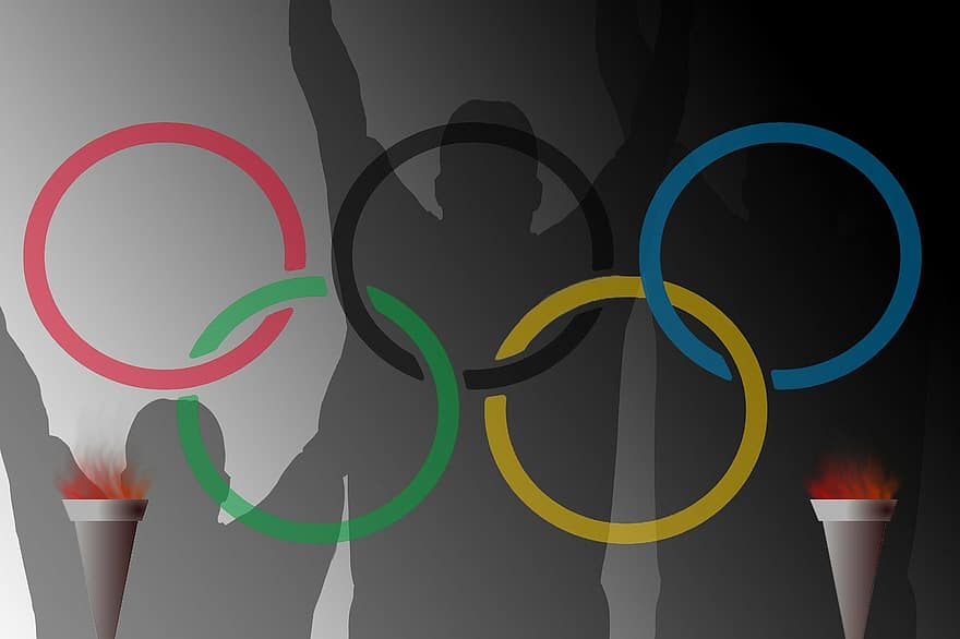 オリンピア、勝者、オリンピック競技、指輪、シルエット