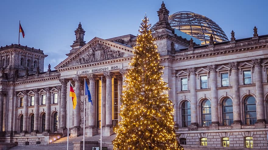 дерево, рождество, Германия, бундестаг, Берлин, правительство, городской
