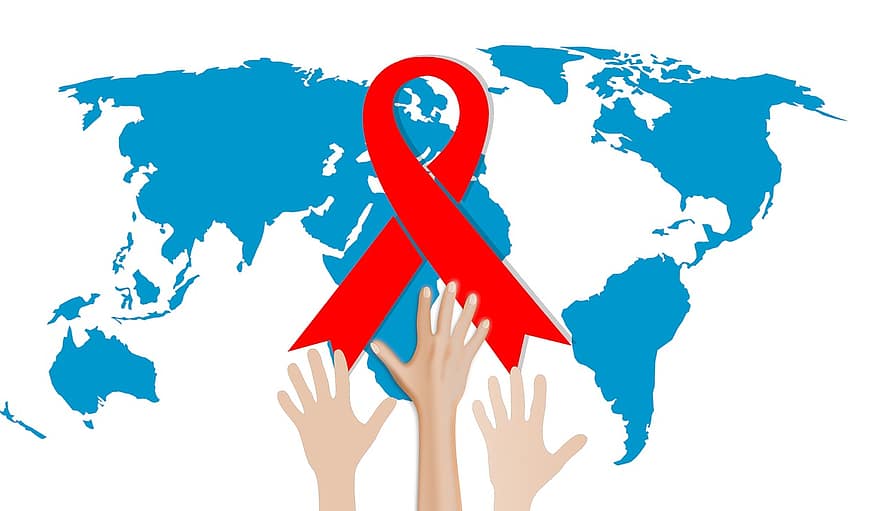 ハイブ、日、エイズ、世界、1日、医療の、気づき、ウイルス、疾患、セキュリティ、サポート