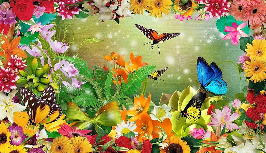 꽃 무늬의, 꽃들, 자연, 식물, 장식적인, 디자인, 꽃잎, 튤립, 장미, 화려한, 장식
