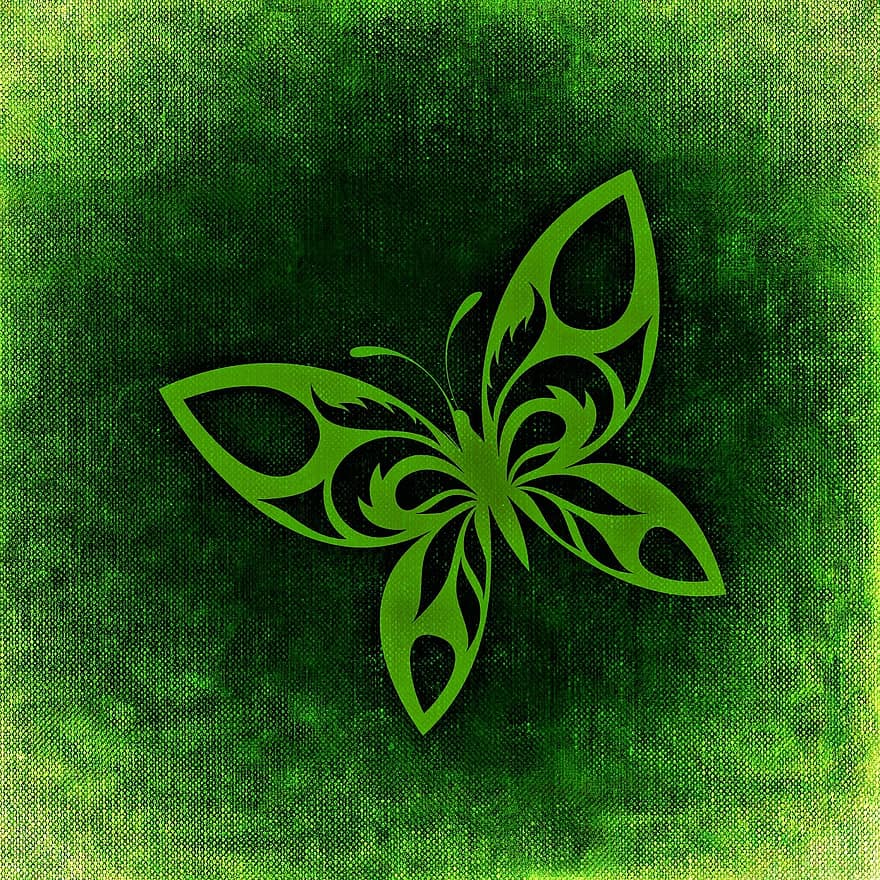kupu-kupu, abstrak, imut, menyenangkan, hijau, kanvas, bahan