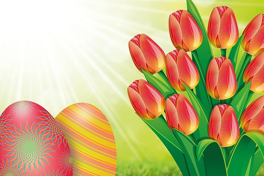 тюльпан, Великдень, яйце, букет, весна, весняне пробудження, frühlingsanfang, природи, квітка, шнітблум, цвітіння