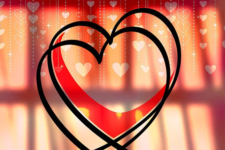 jantung, cinta, percintaan, bayangan, hari Valentine, jendela