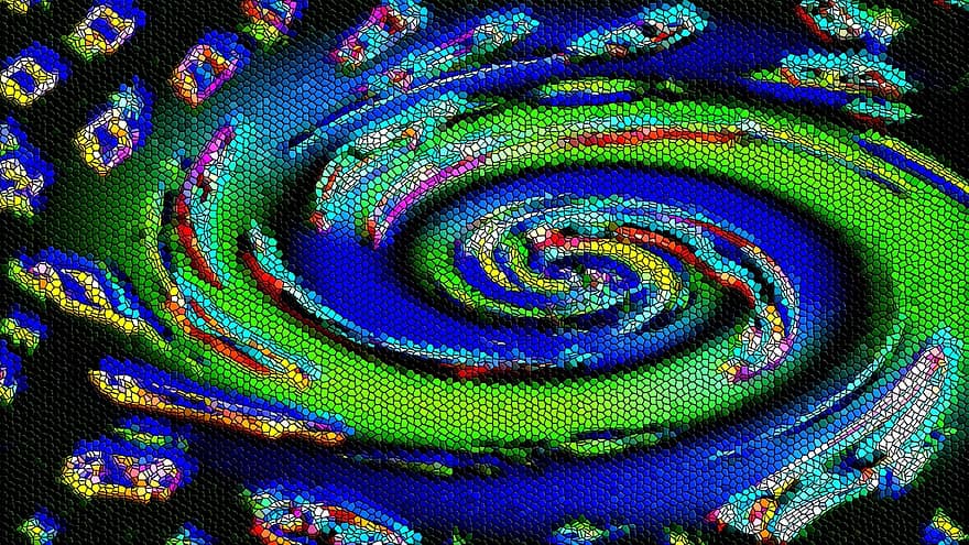 galakse, farverig, mosaik, abstrakt, tapet