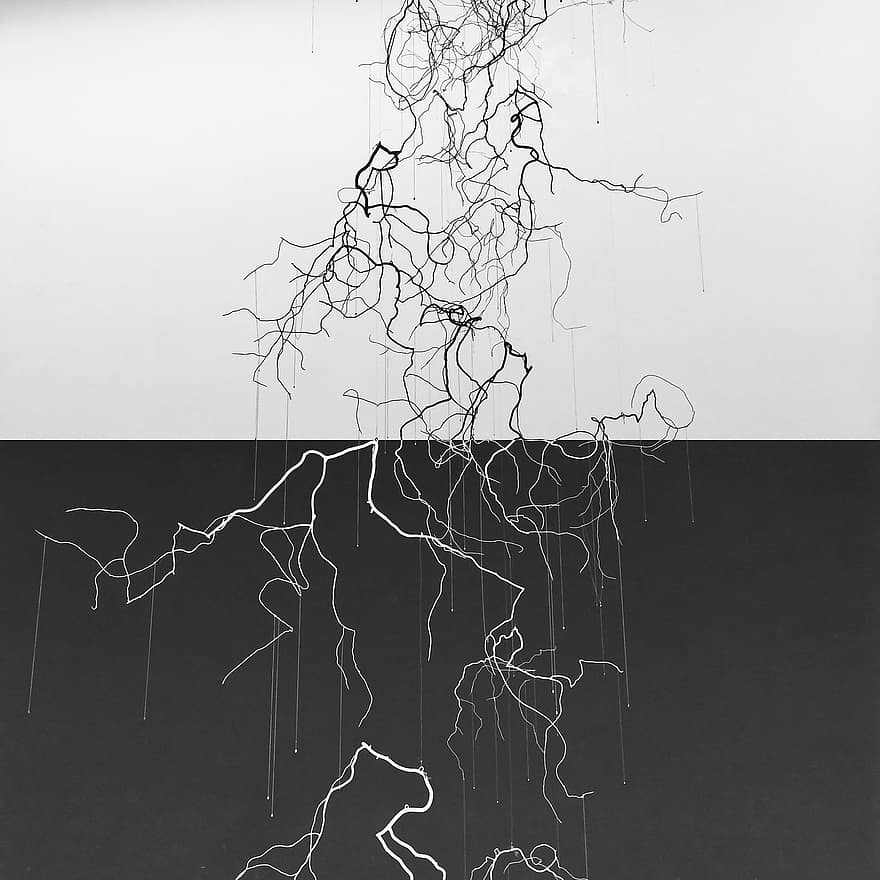 Art, Branch, Black And White, In Contrast, Wall, Painting