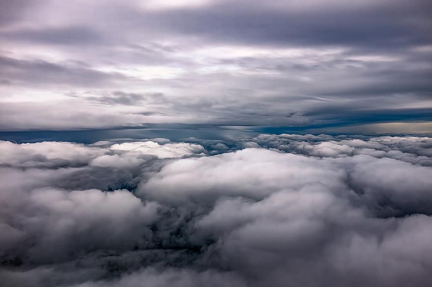 mraky, nebe, vzduch, letecký, vzdušný prostor, nadmořská výška, pohled na letadlo, Příroda, scéna s oblaky, mrak, počasí