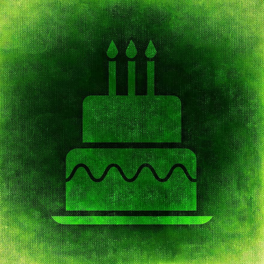 anniversaire, gâteau, abstrait, vert, carte de voeux, bougies