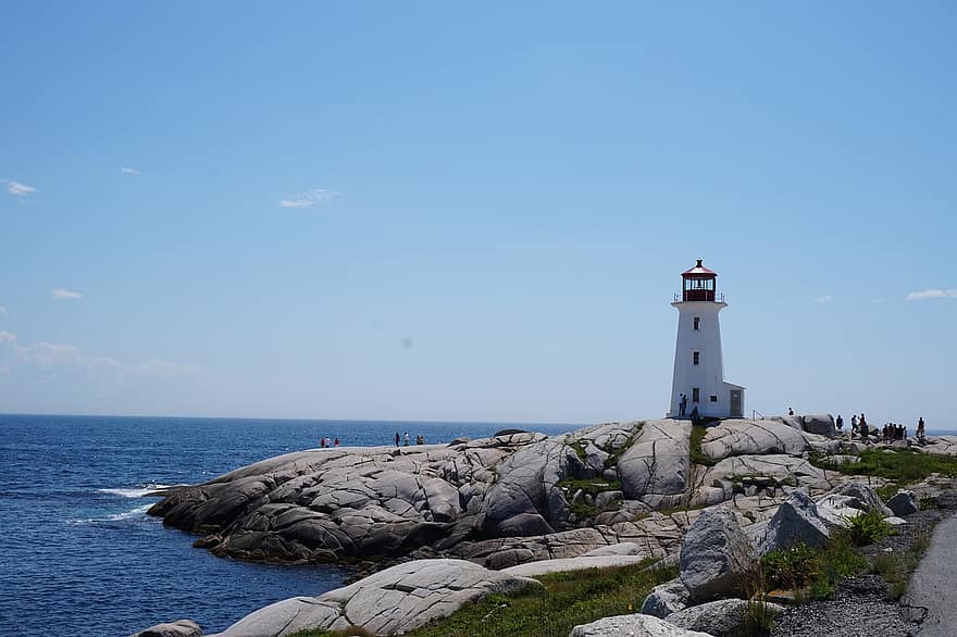 Lighthouse, Peggy's Cove, Nova Scotia, Canada, Ocean, Sea, Coast, Travel, Landscape, Rocks, Maritime