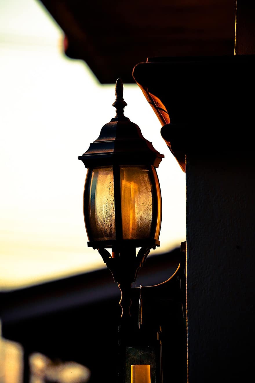 ランプ、夜、日没、灯籠、電球、夕暮れ、文化、照明器具、閉じる、建築、古い