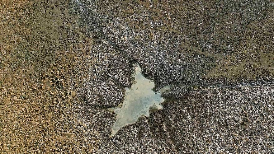 Waterhole, Drought, Aerial, Drone Photography, Landscape, Nature, Desert, Travel, Bird's Eye View, Aerial View