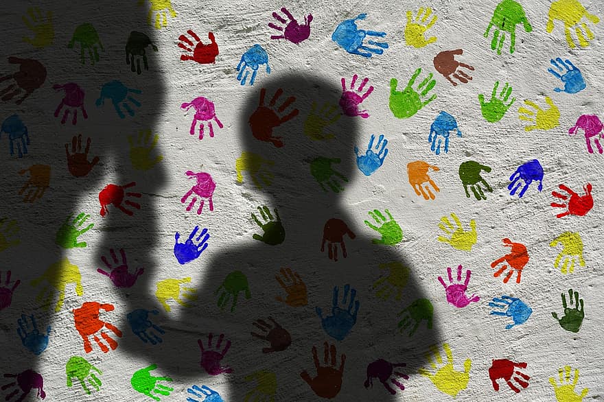 Silhouette, Man, Child, Shadow, Hand Holding, Hands, Children's Hands, Colorful, Fear, Education, Domesticated
