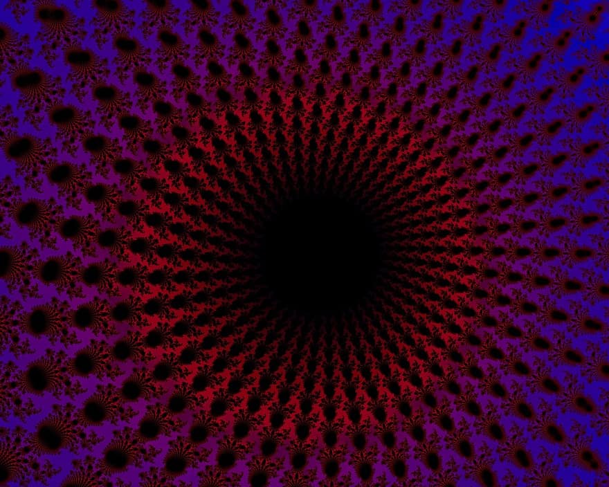 Abstract, Art, Tunnel, Red, Blue, Mandelbrot, Fractal, Spiral, Darkness, Optical Deception, Three Dimensional